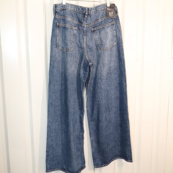 Gap Womens Baggy Jeans Mid Rise Super Wide Leg Relaxed Med Wash Size 12/31R NWT - Picture 2 of 10